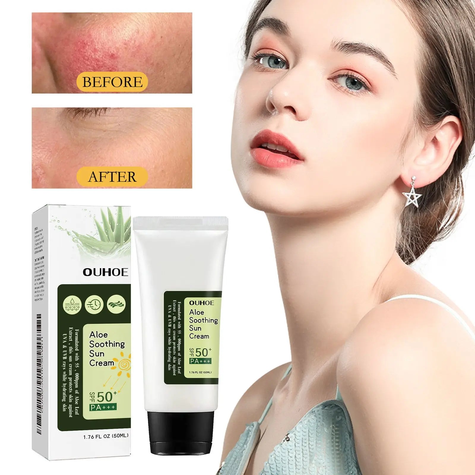 OUHOE Aloe Soothing Sun Cream SPF50+ PA+++