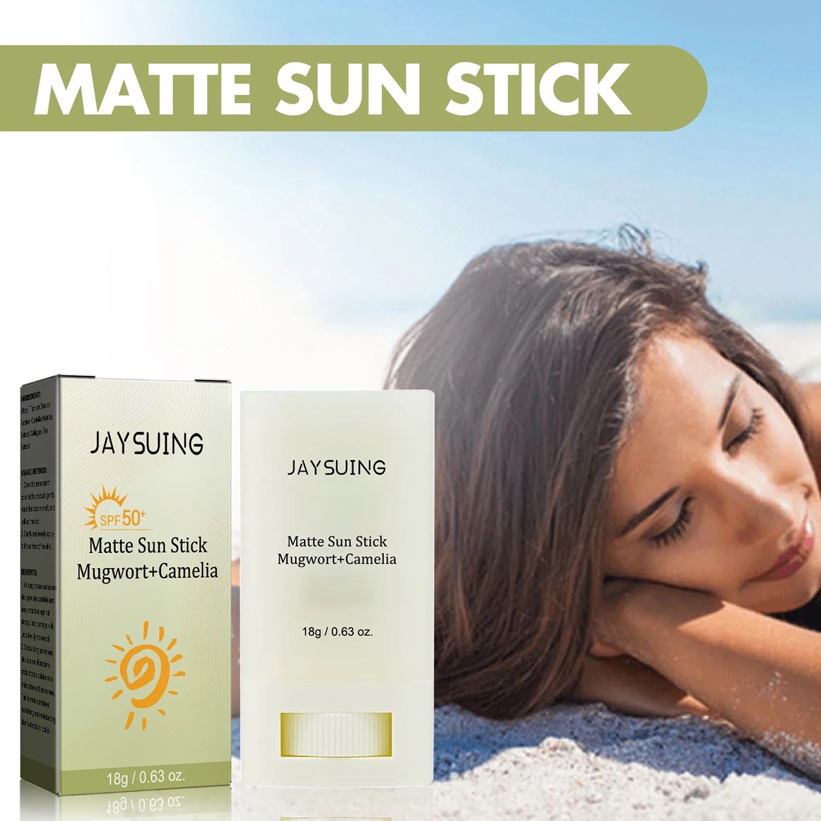 Jaysuing Matte Sun Stick with Mugwort and Camellia Extracts