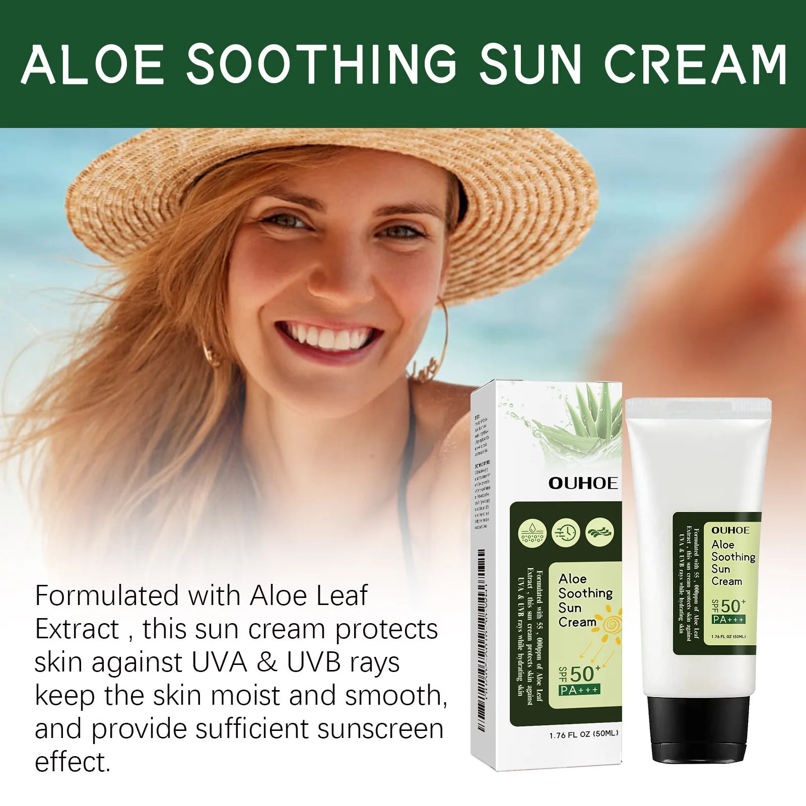 OUHOE Aloe Soothing Sun Cream SPF50+ PA+++