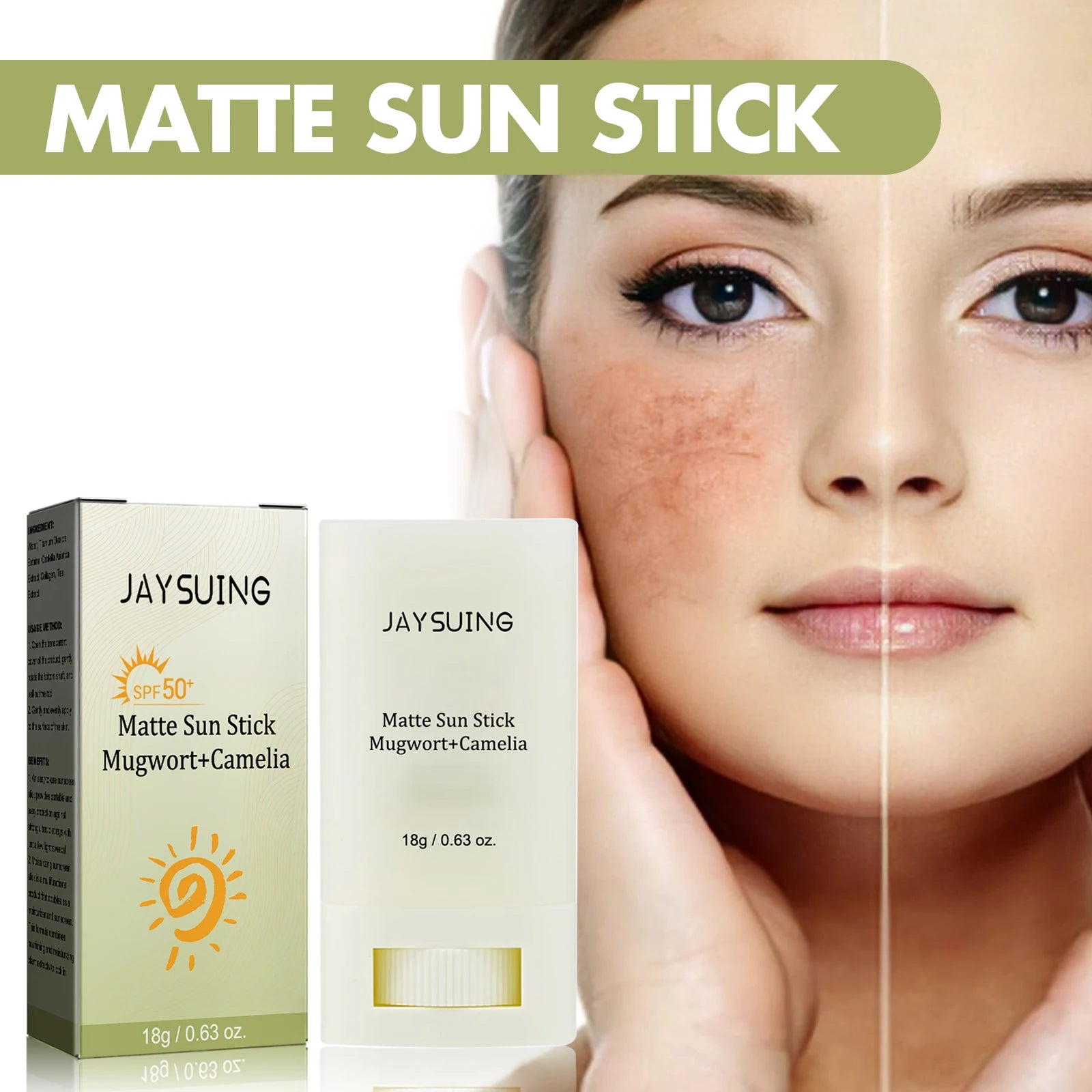 Jaysuing Matte Sun Stick with Mugwort and Camellia Extracts