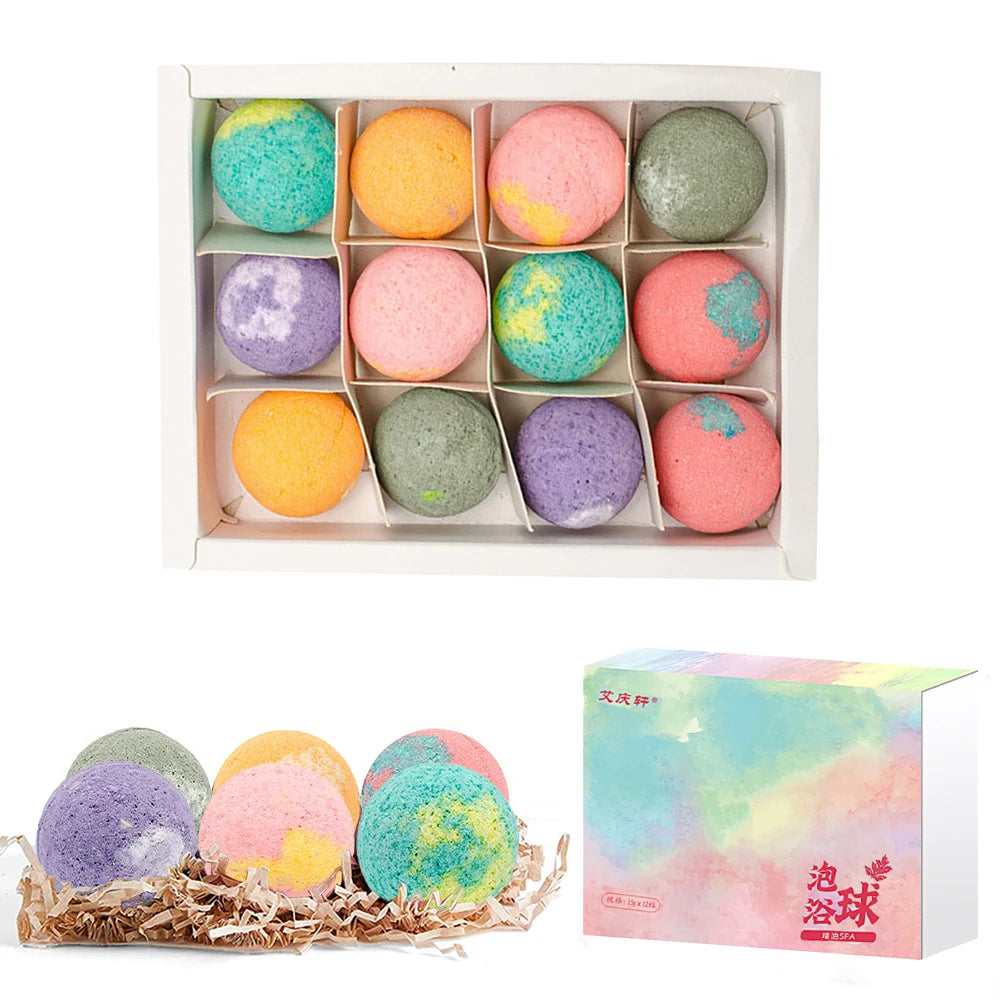 12-Piece Aromatherapy Bath Bomb Set – Moisturizing & Relaxing Spa Balls