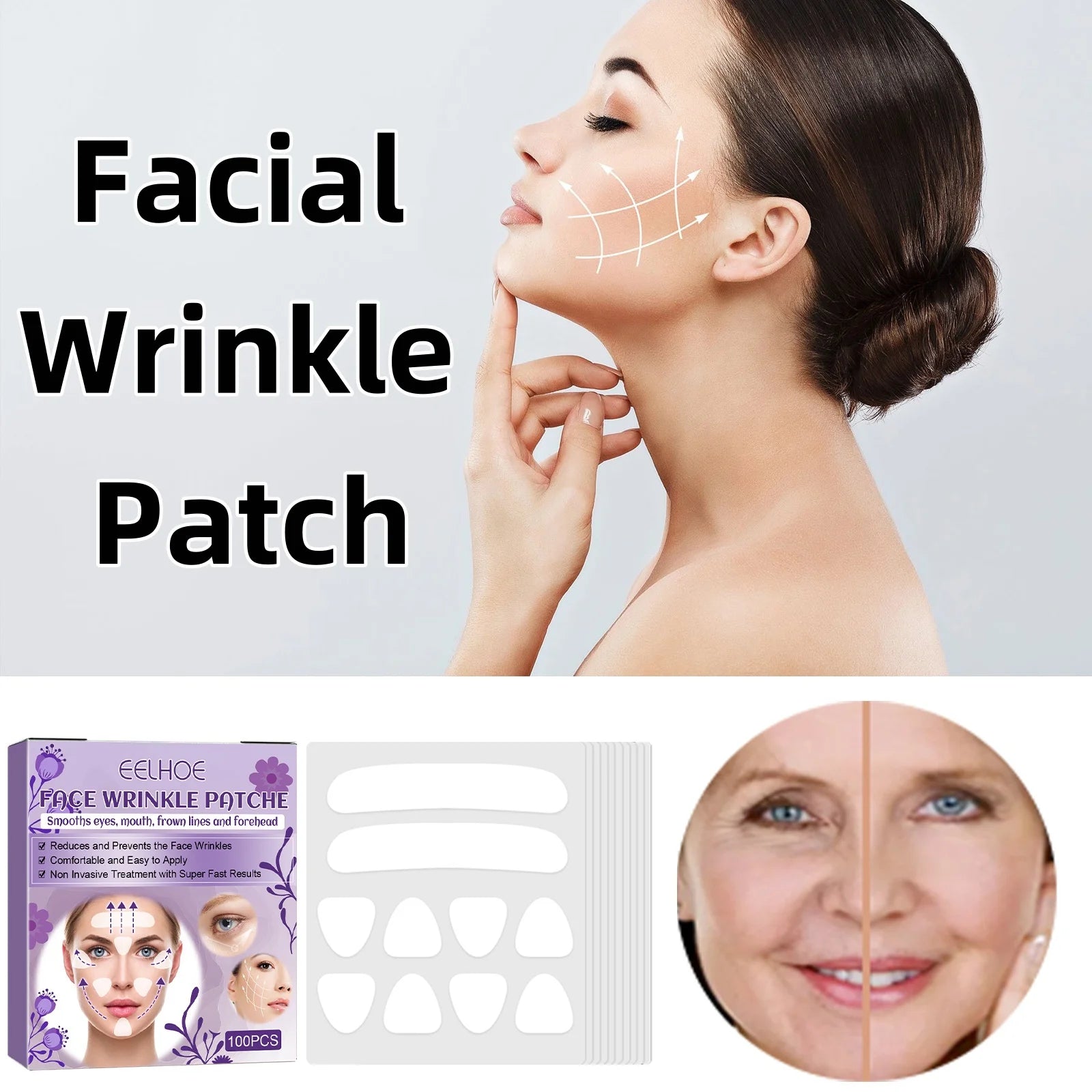 100Pcs Facial Wrinkle & Cheek Lift Stickers