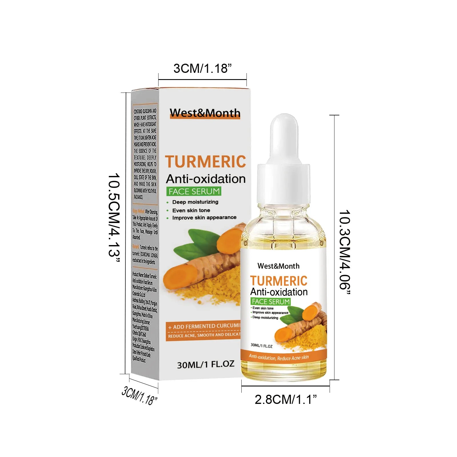 Turmeric Face Serum Fade Melanin Freckle Anti-Oxidant Lighten Acne Marks Brighten Nourish Moisturizing Repair Essence Skin Care