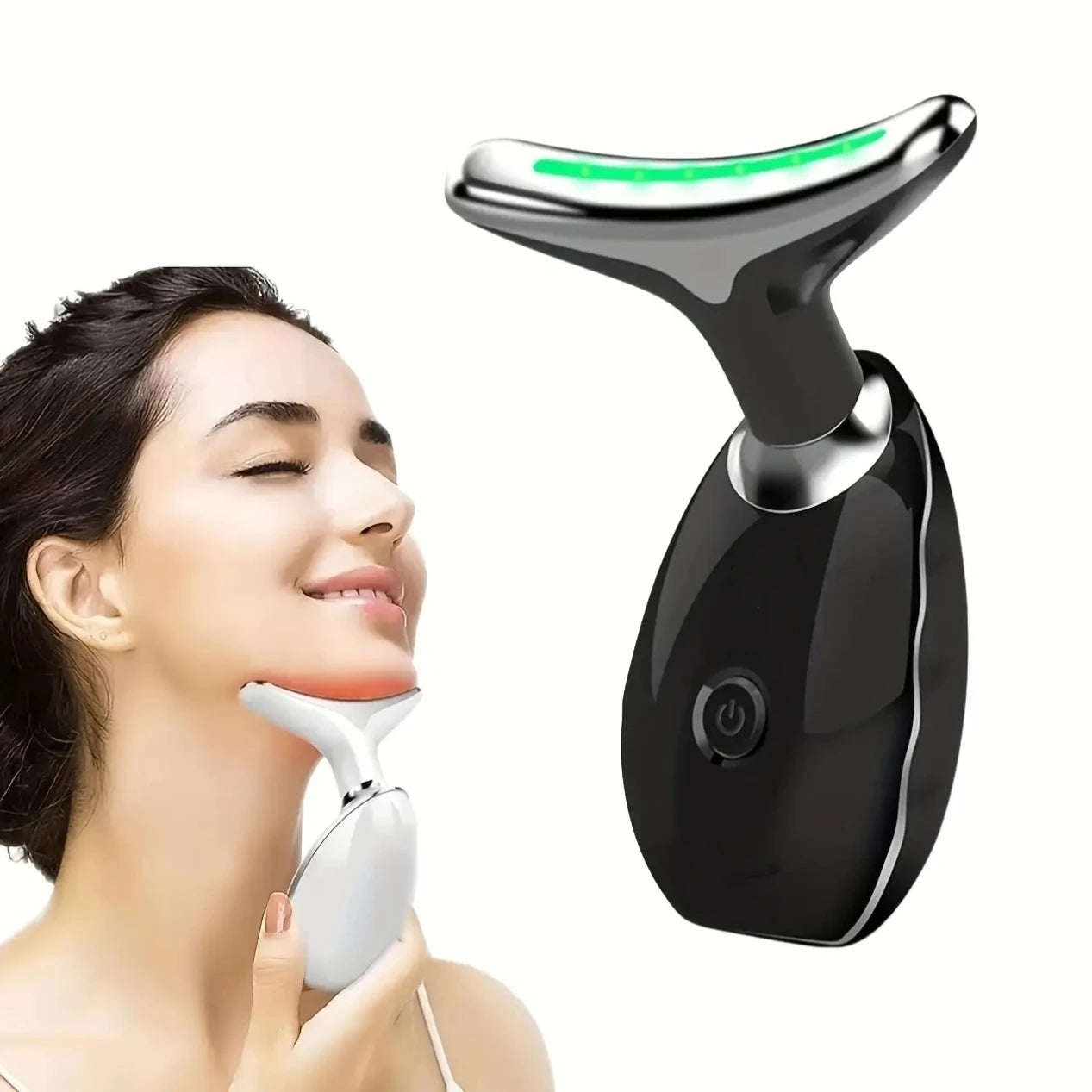 7-LED Color Vibrating Neck and Face Massager – Portable USB Device