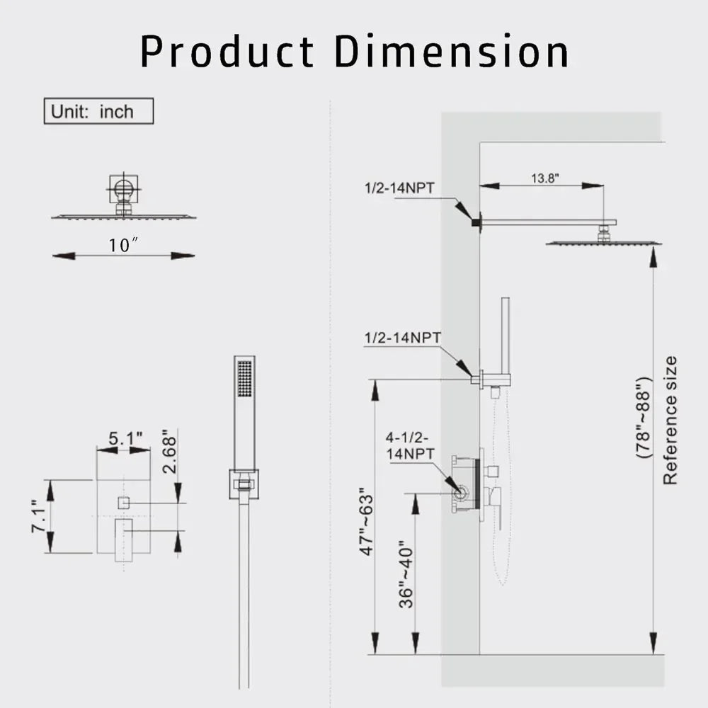 High-Pressure Rainfall Shower Set