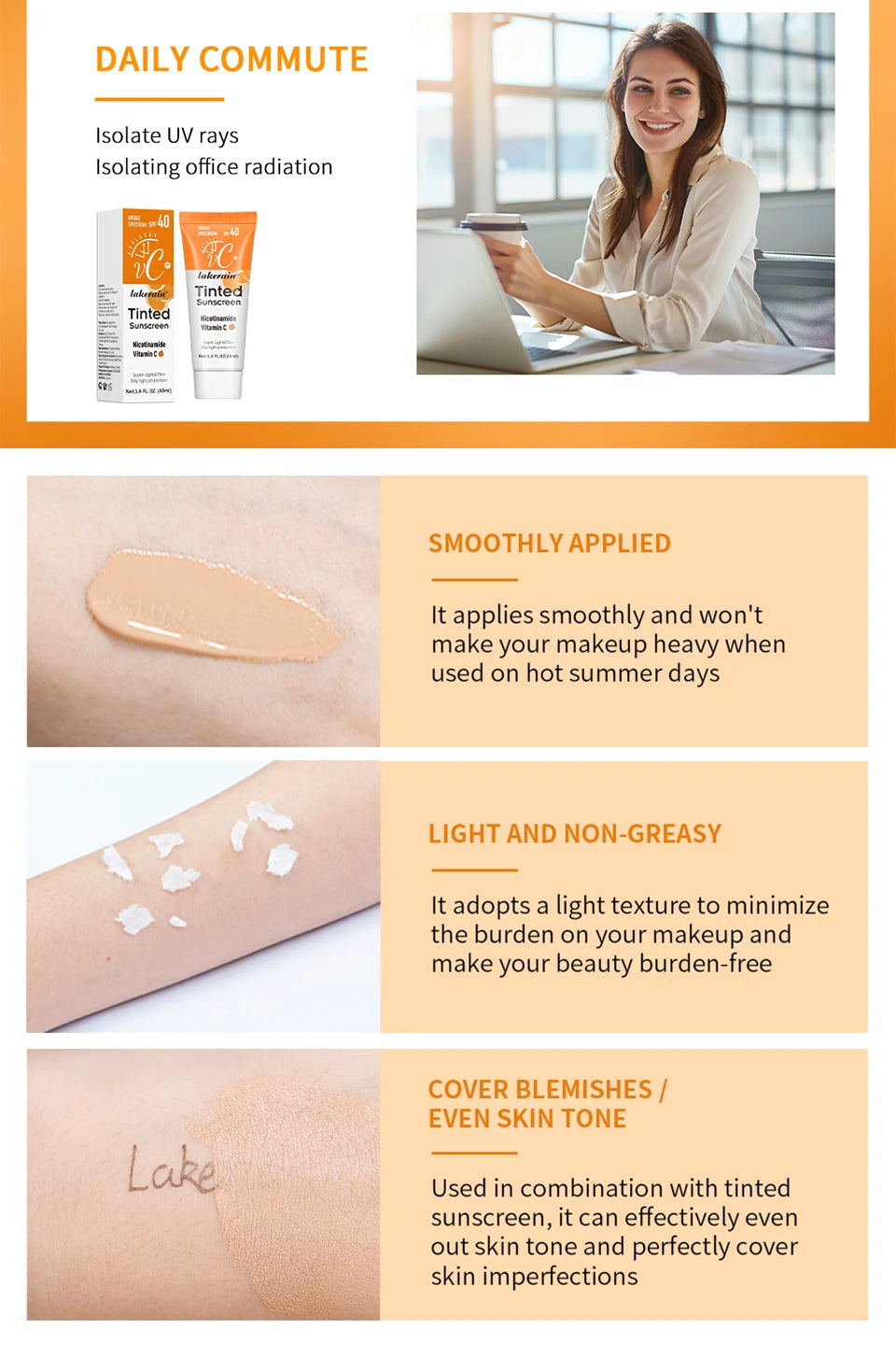 Vitamin C Tinted Sunscreen SPF 40 – Hydrating Mineral UV Protection