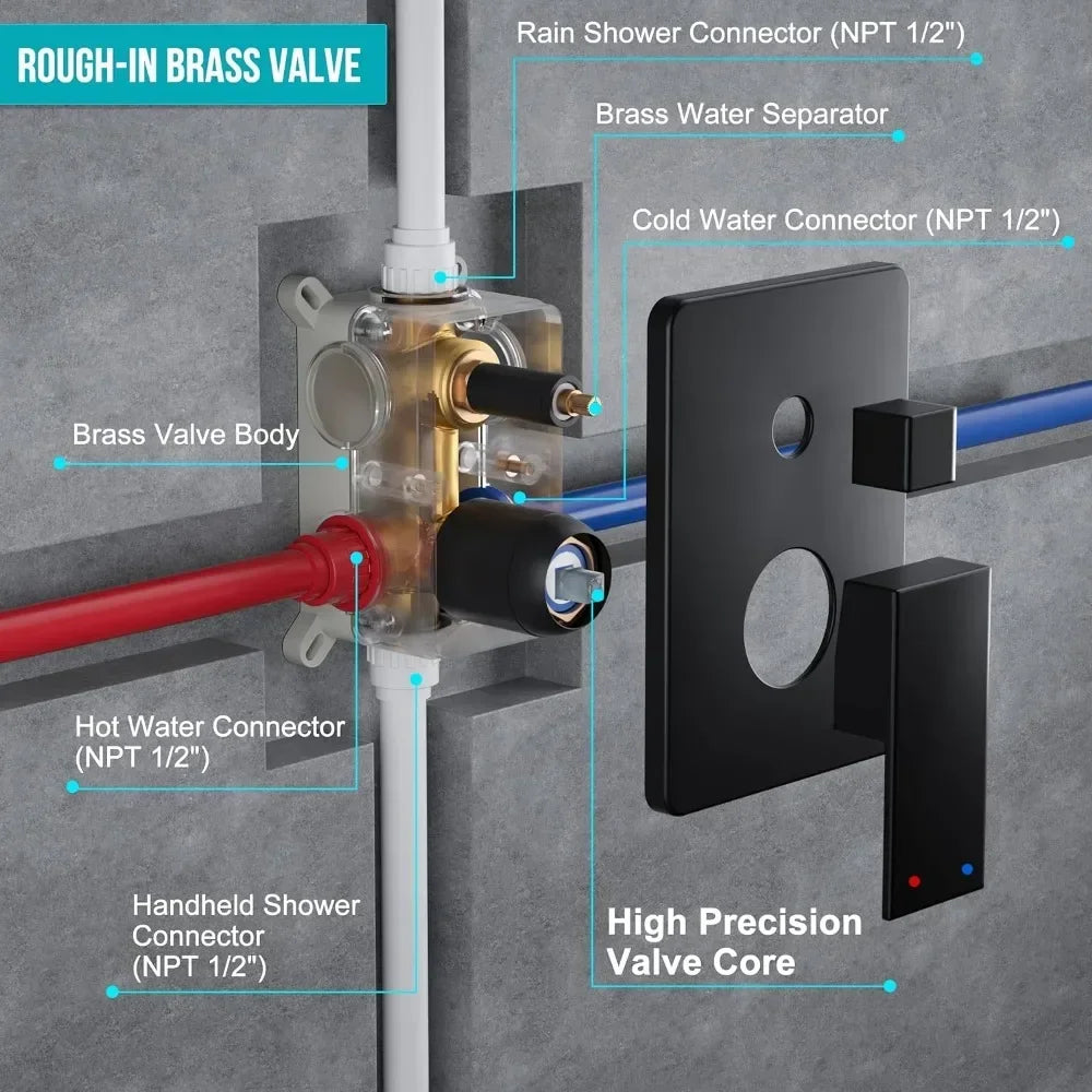 High-Pressure Rainfall Shower Set