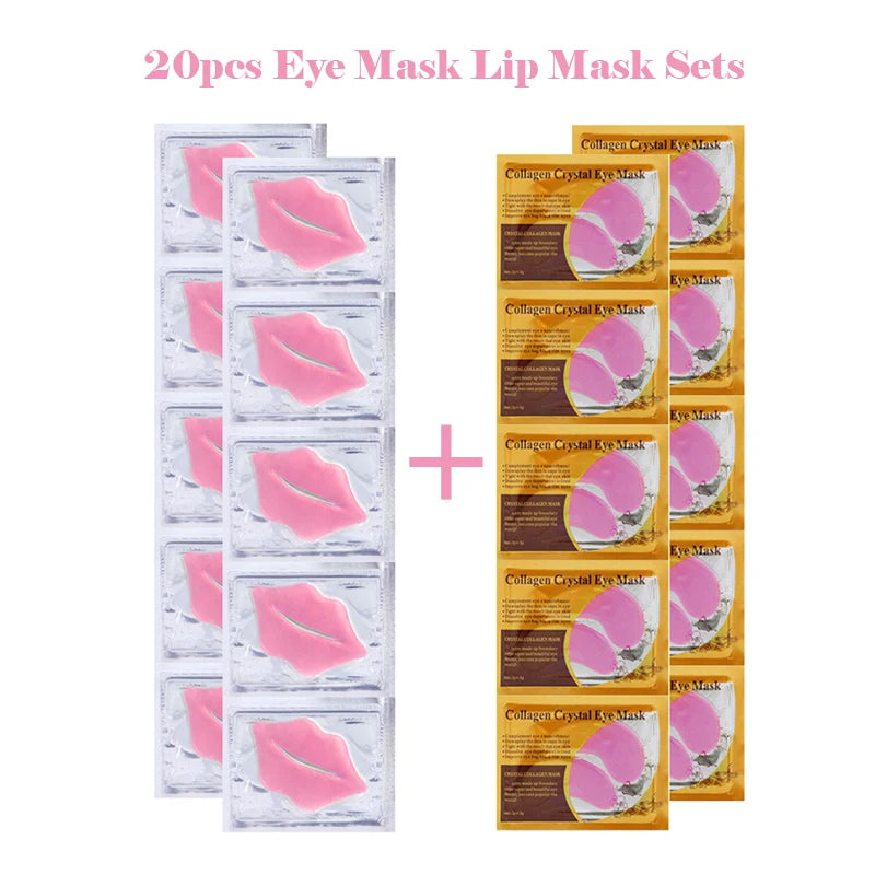 20-Piece Eye & Lip Mask Skincare Set – Moisturizing & Nourishing